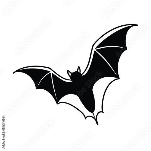 Dynamic illustration of a solitary bat soaring through the night sky rendered in vibrant cmyk colors with detailed vector graphics