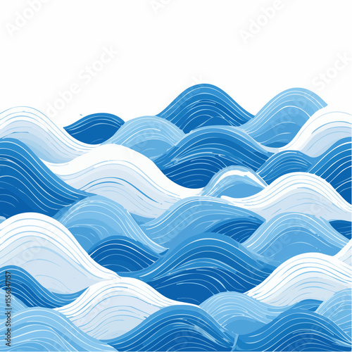 Abstract Blue Ocean Waves Background