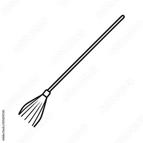 Isolated illustration of a classic wooden broomstick with a long handle perfect for halloween or fantasy themed graphic designs
