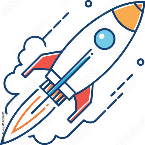 line drawing of a rocket launching