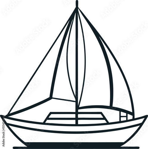 line drawing of a sailboat on a transparent background