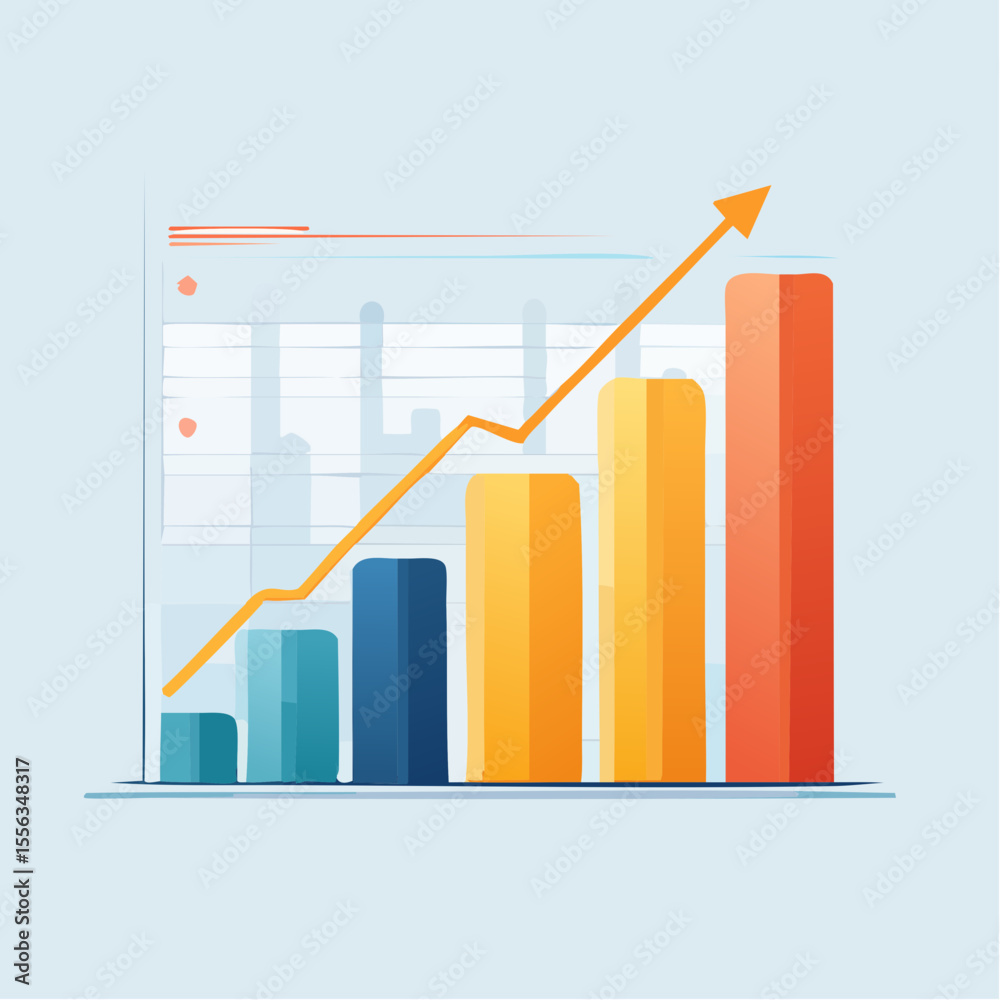 Fototapeta premium Ascending Bar Graph Showing Business Growth