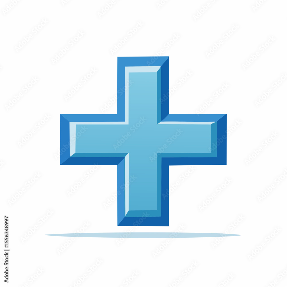 Fototapeta premium Blue Plus Sign on White Background