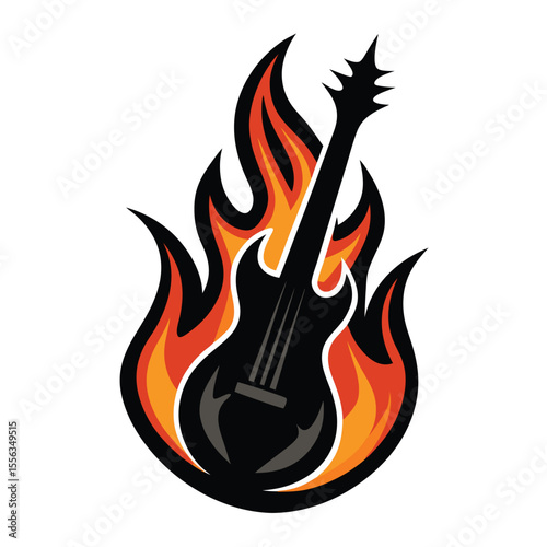 Guitar silhouettes set.Acoustic and heavy rock electric guitars musical instruments. Simple set of electric guitar vector icons for web design. Music symbols collection.Vector ilustration