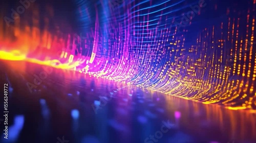Abstract Digital Waveform: Vibrant Symphony of Light and Data