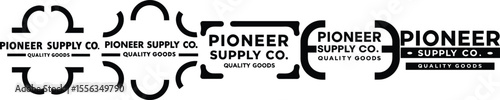 Pioneer Supply Co. Quality Goods Logo Design with Unique Abstract Shapes