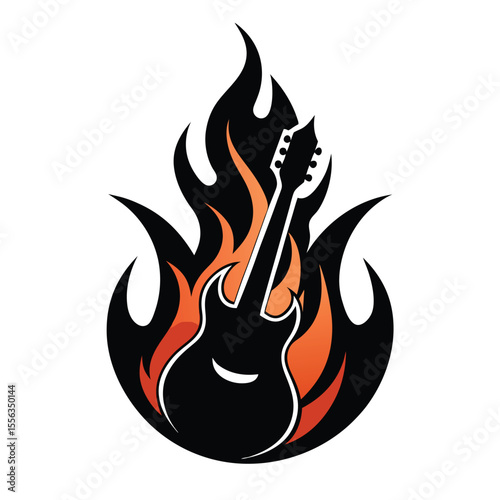 Guitar silhouettes set.Acoustic and heavy rock electric guitars musical instruments. Simple set of electric guitar vector icons for web design. Music symbols collection.Vector ilustration