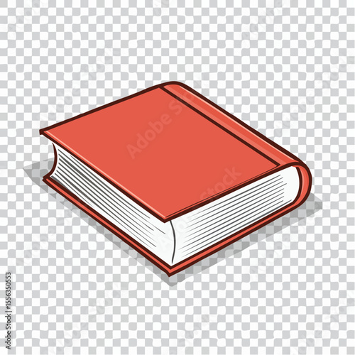 Isometric Illustration of a Red Hardback Book