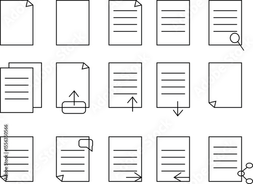 Documents icons set, files,  pages vector illustrations