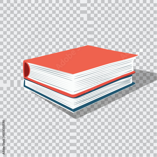 Isometric Red Book with White Pages and Blue Spine
