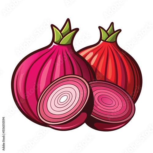 Onion isolated on a white background. red onion vector set illustration isolated on white.
