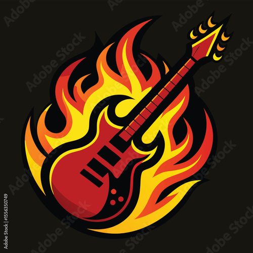Guitar silhouettes set.Acoustic and heavy rock electric guitars musical instruments. Simple set of electric guitar vector icons for web design. Music symbols collection.Vector ilustration