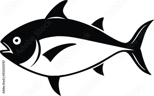 Minimalist Black Silhouette of a Shark – Vector Marine Animal Illustration