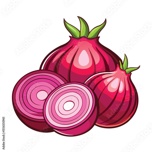 Onion isolated on a white background. red onion vector set illustration isolated on white.