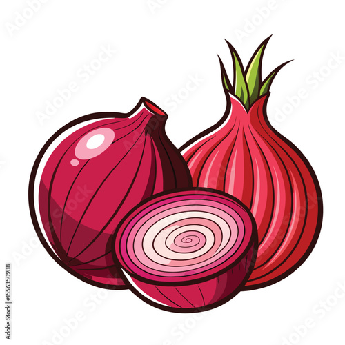 Onion isolated on a white background. red onion vector set illustration isolated on white.