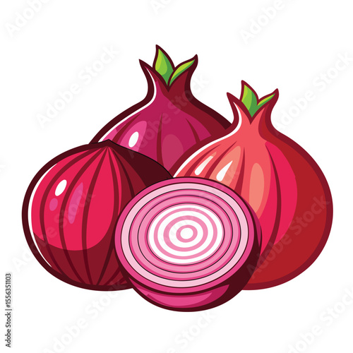 Onion isolated on a white background. red onion vector set illustration isolated on white.