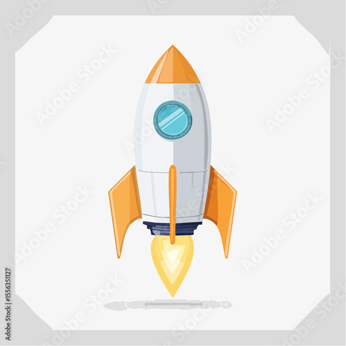 Orange and White Pixel Art Rocket Launching