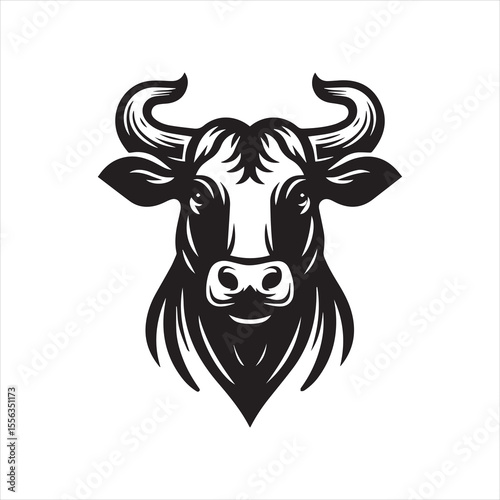 head of a cow silhouette vector
