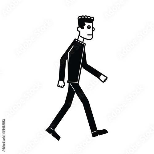 Classic frankenstein monster character walking with a menacing stride a spooky halloween illustration