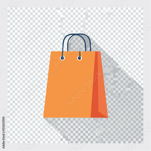 Orange Paper Shopping Bag Icon Illustration