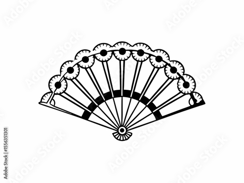 Contemporary Steampunk Style Folding Fan Integrated Gears And Vector Illustration