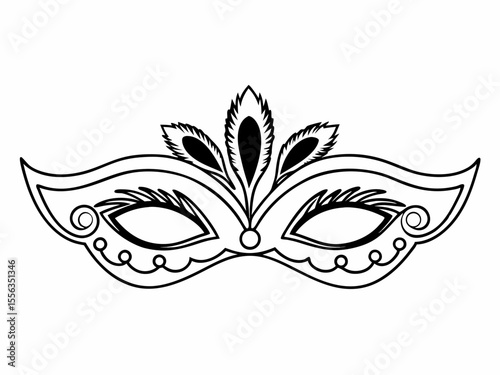 High-Quality Elegant Masquerade Mask With Peacock Feathers Jew Vector Art