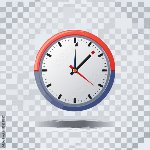 Red and Blue Analog Clock Design Illustration