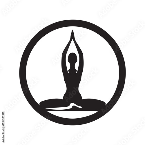 yoga pose vector silhouette clip art logo design illustration