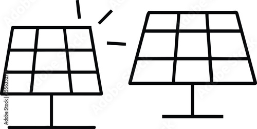Simple Solar Panel Icons, Clean Energy, Renewable Source, Sustainable Power Illustration