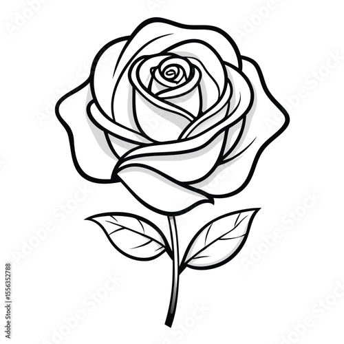 Wallpaper Mural Rose Flower Line Art on White Background Vector Torontodigital.ca