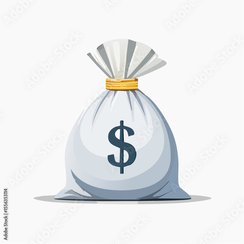 White Money Bag with Dollar Sign Illustration