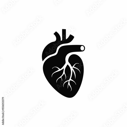 Human Heart Black Glyph Icon (Color Changes Available in SVG)