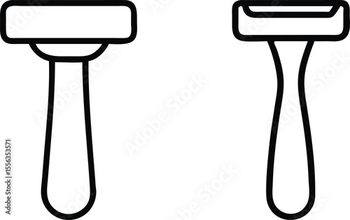 Disposable Razors Icon Set: Two Simple Line Art Illustrations