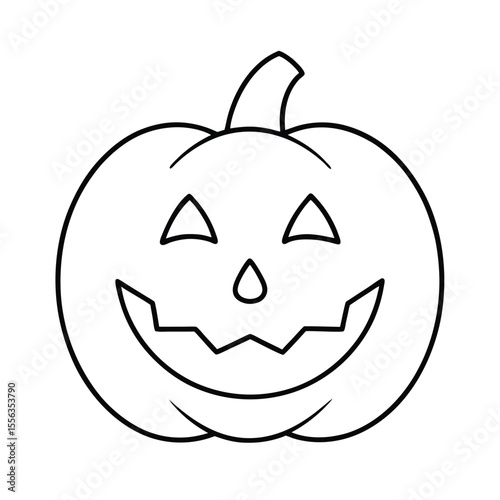A cheerful jack o lantern face with a wide toothy grin perfect for halloween decorations and seasonal designs