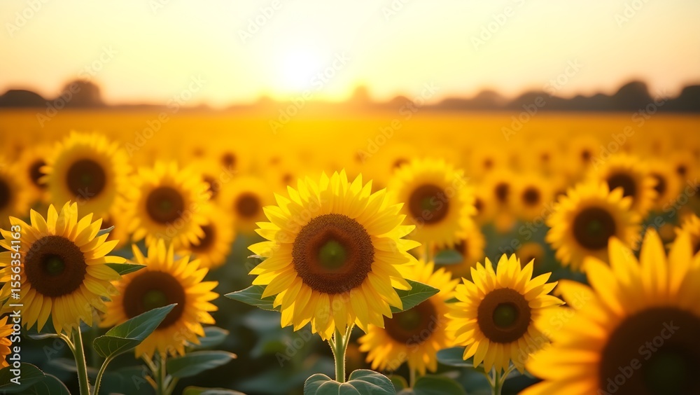 Obraz premium field of sunflowers in summer