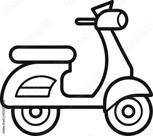 Simple scooter Outline Minimalist Vintage Motorbike Design for Line Art Lovers