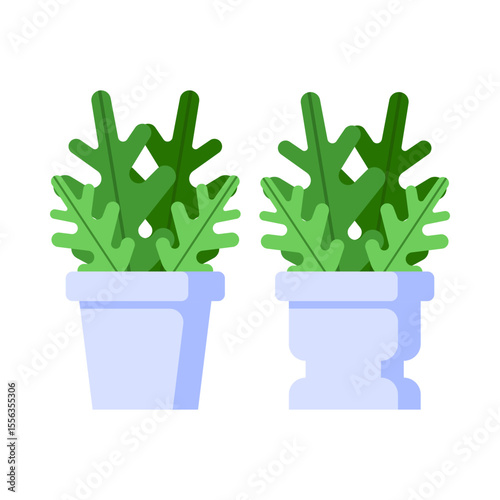 Beautiful ornamental plants flat illustration