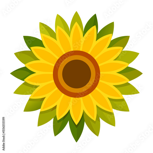 Simple Sunflower Icon with White Background for Graphic Design Projects