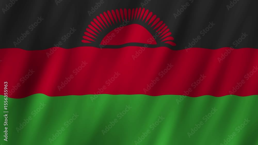 Malawi flag waving in the breeze, showcasing national pride