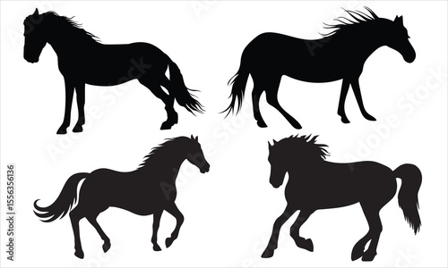 Collection of horse silhouettes set vector illustration. isolated on white background