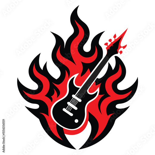 Guitar silhouettes set.Acoustic and heavy rock electric guitars musical instruments. Simple set of electric guitar vector icons for web design. Music symbols collection.Vector ilustration