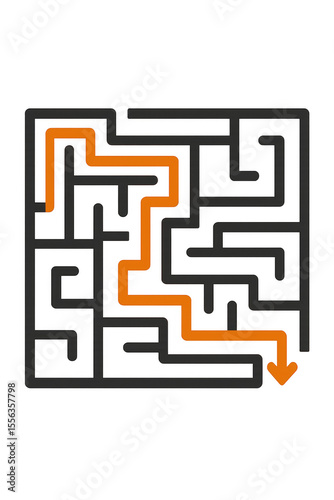 Orange arrow showing the solution to the maze puzzle. Transparent