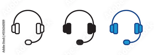 Headset Icon set  for Support, Customer Service, Communication, vector illustration.