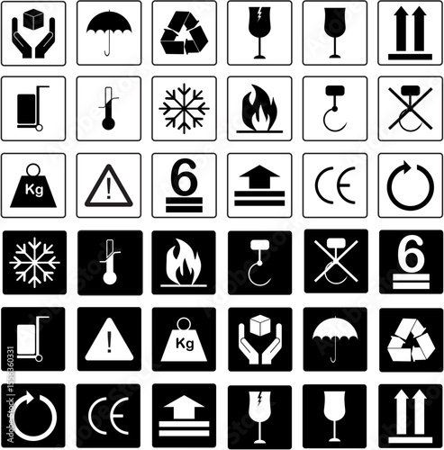 set of black icons