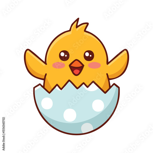 Cute Chick emerging from an Egg. This charming illustration is perfect for Easter, spring, and celebrating new beginnings