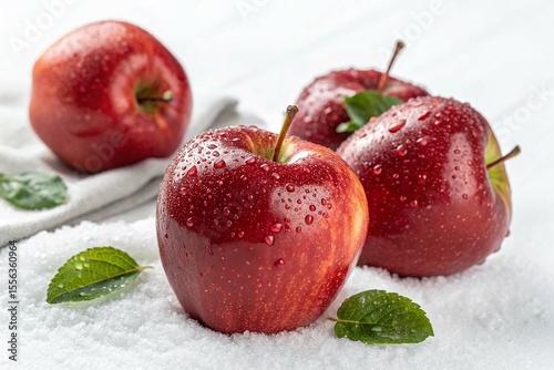 Apples are sweet fruits that contain lots of vitamins on White Background