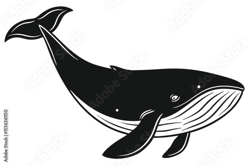 Cartoon vector illustration of a marine dolphin, a cheerful mammal in the ocean, isolated on a white background