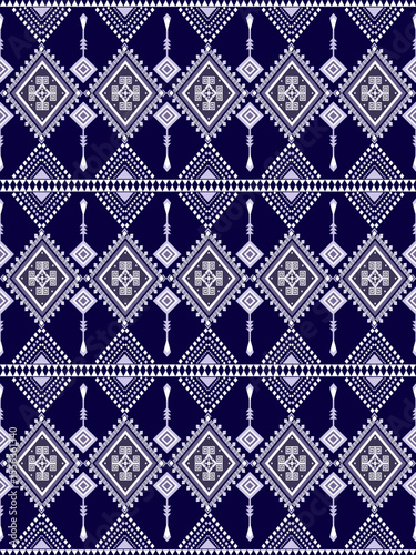 Geometric fabric pattern on deep blue
