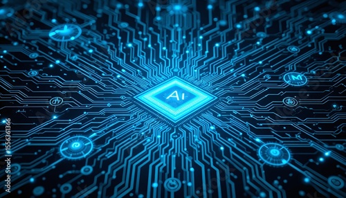 This electronic circuit board background showcases the intricate design of computer hardware, featuring chips, processors, and digital technology essential for modern communication and data engineerin