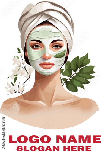 Facial treatment logo vector white background .